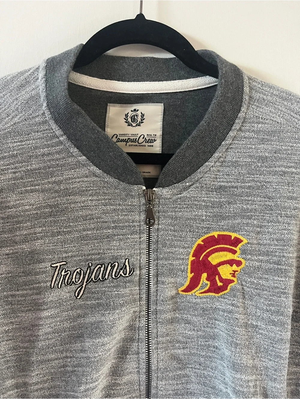 USC Trojans Gray Zip-Front Bomber Jacket, medium